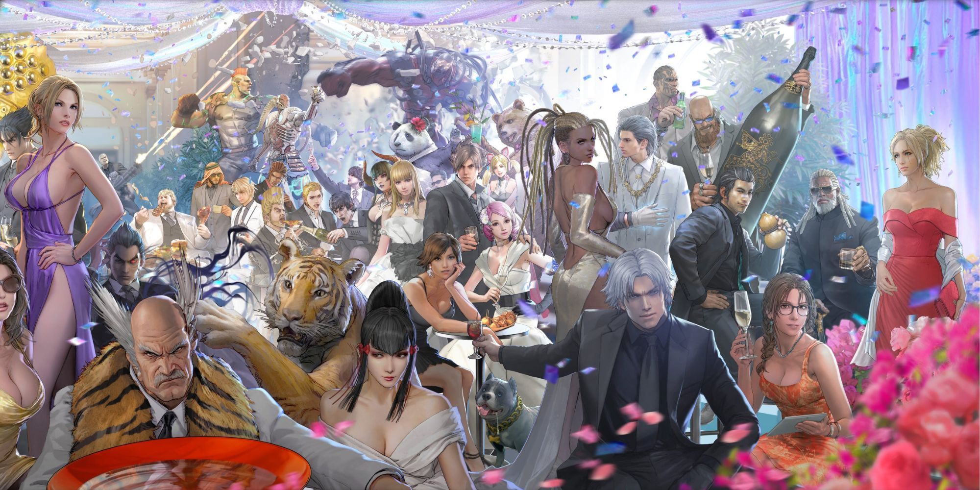 Image shows a party attended by characters from the Tekken franchise.