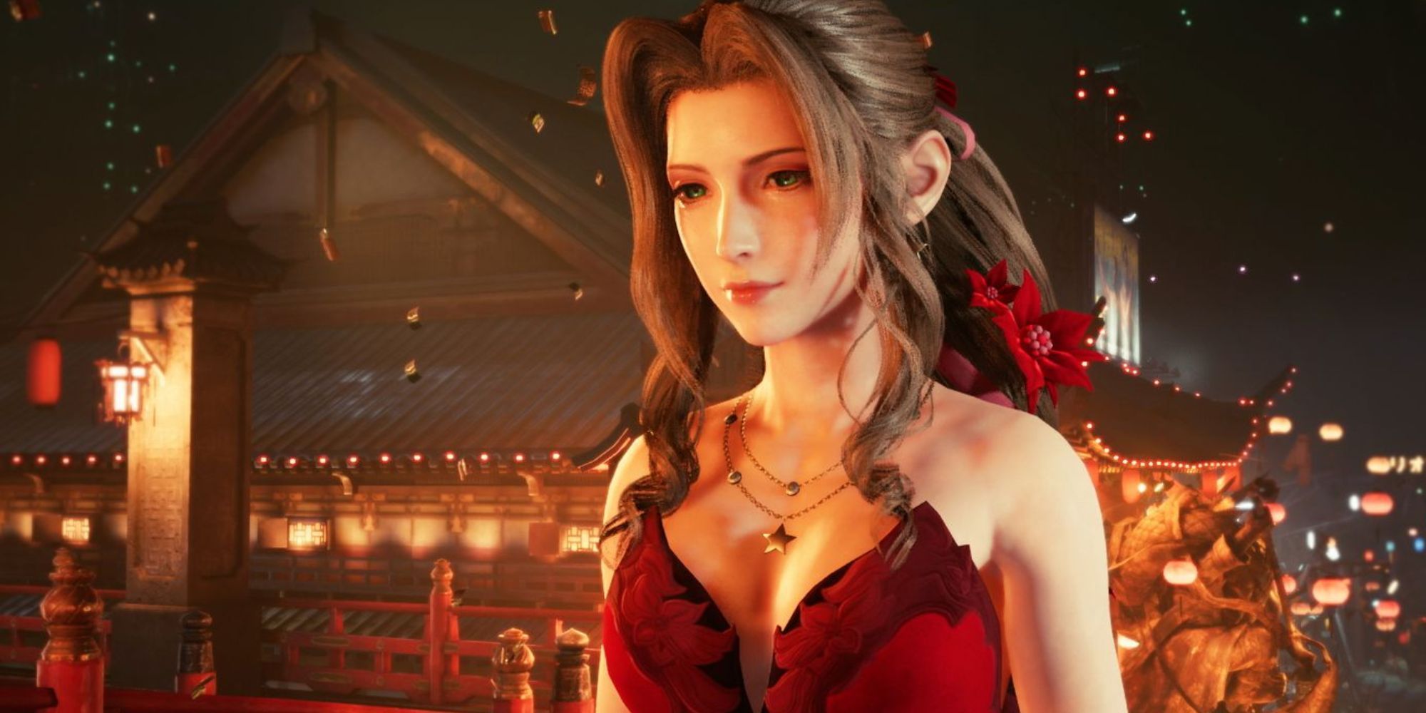 Aerith Final Fantasy 7 red dress remake