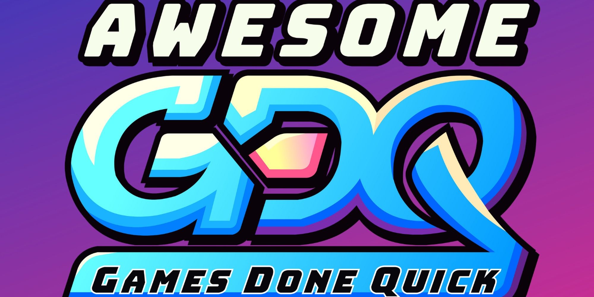Awesome Games Done Quick logo set against a purple gradient background.