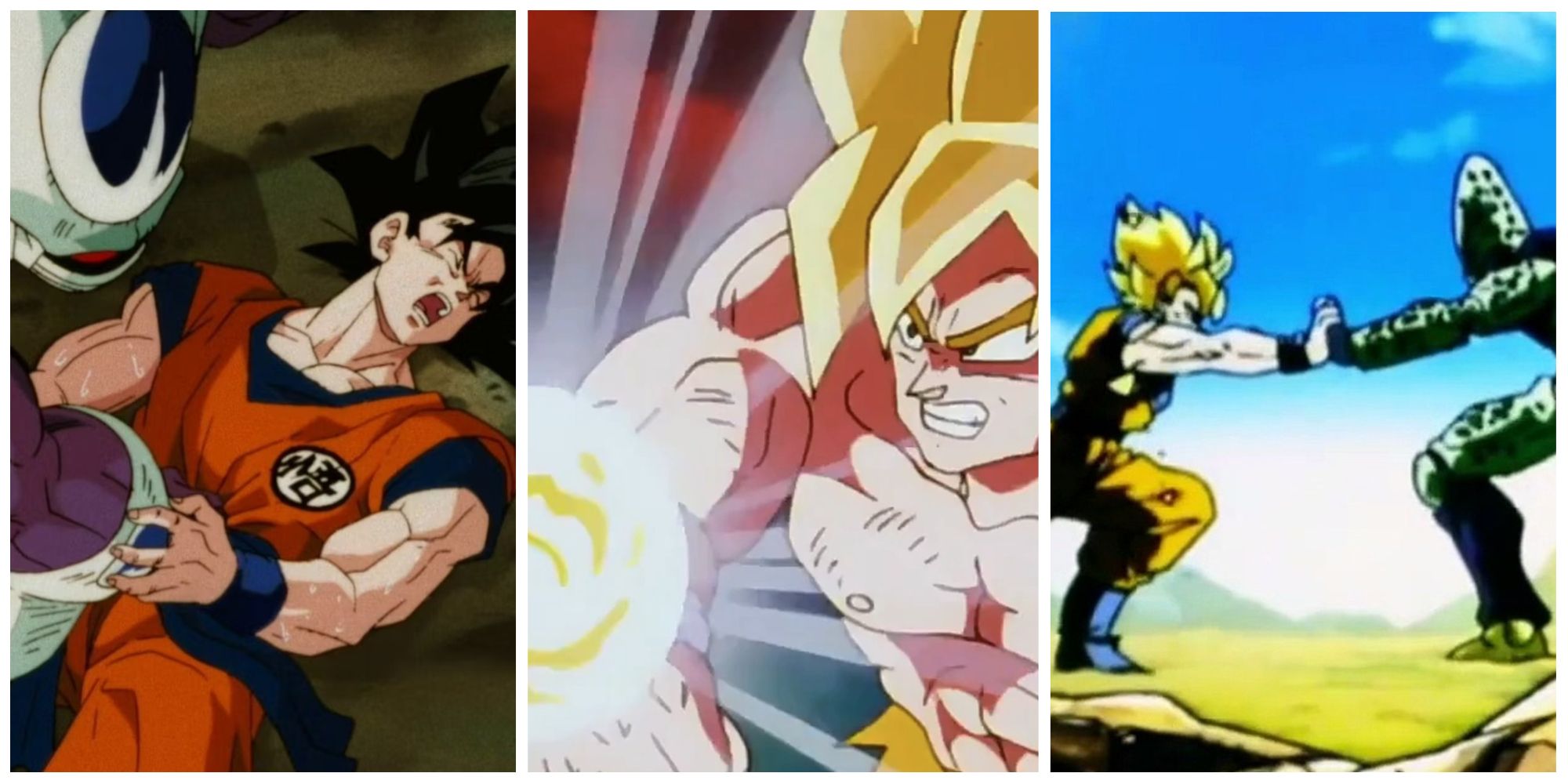 goku against different enemies in dragon ball 