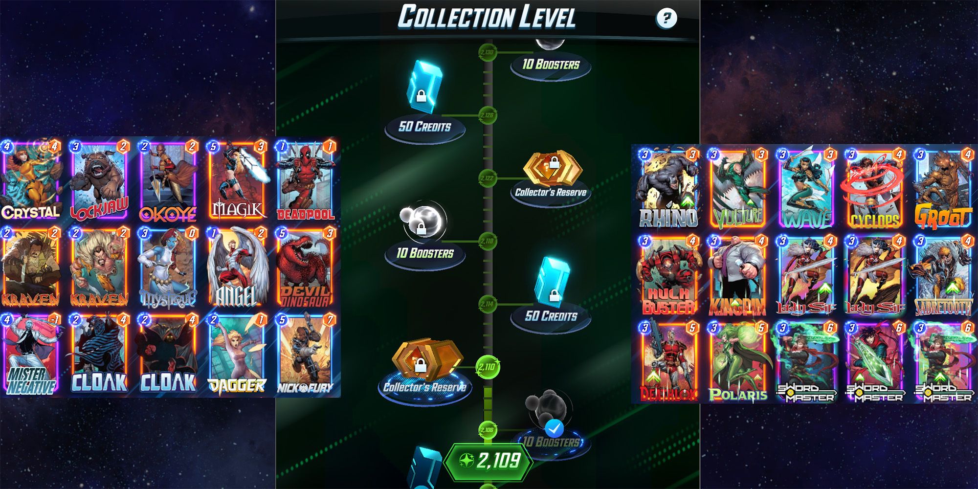 Collection Level 486+ (Pool 3) Marvel Snap Cards