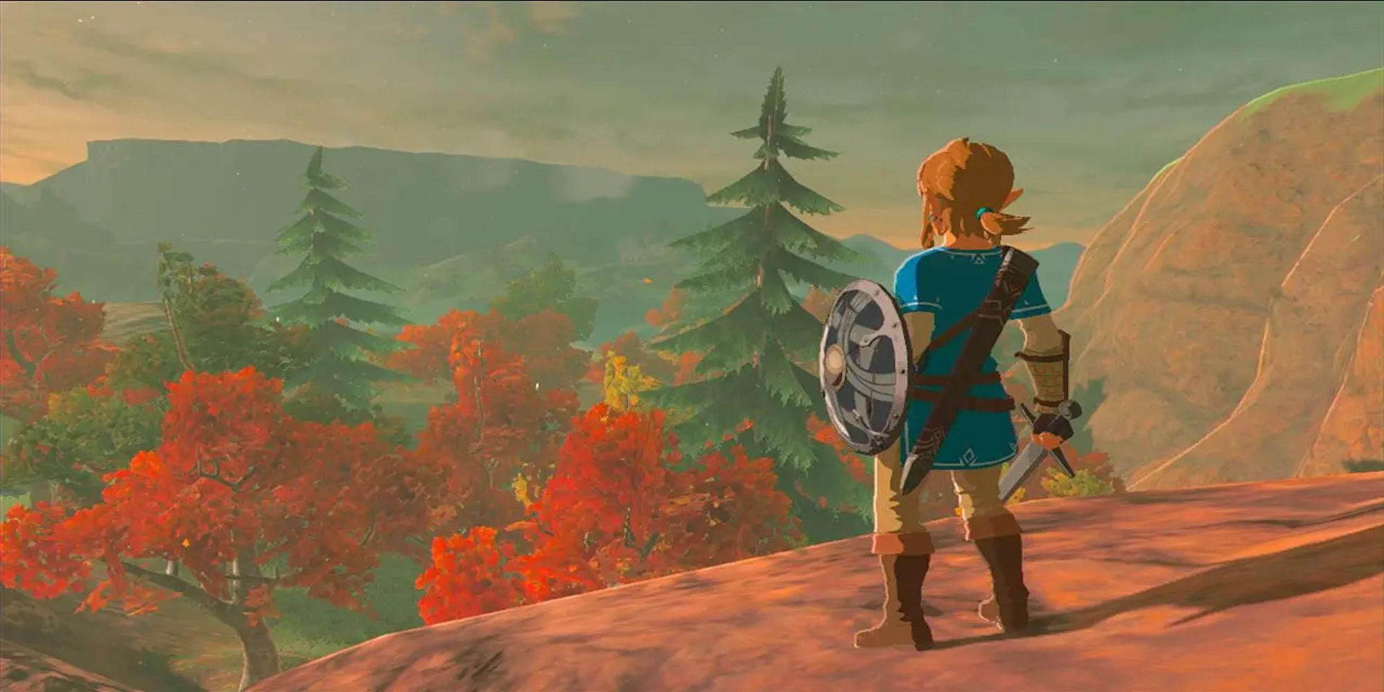 Link looking over a cliffside (The Legend of Zelda: Breath of the Wild)