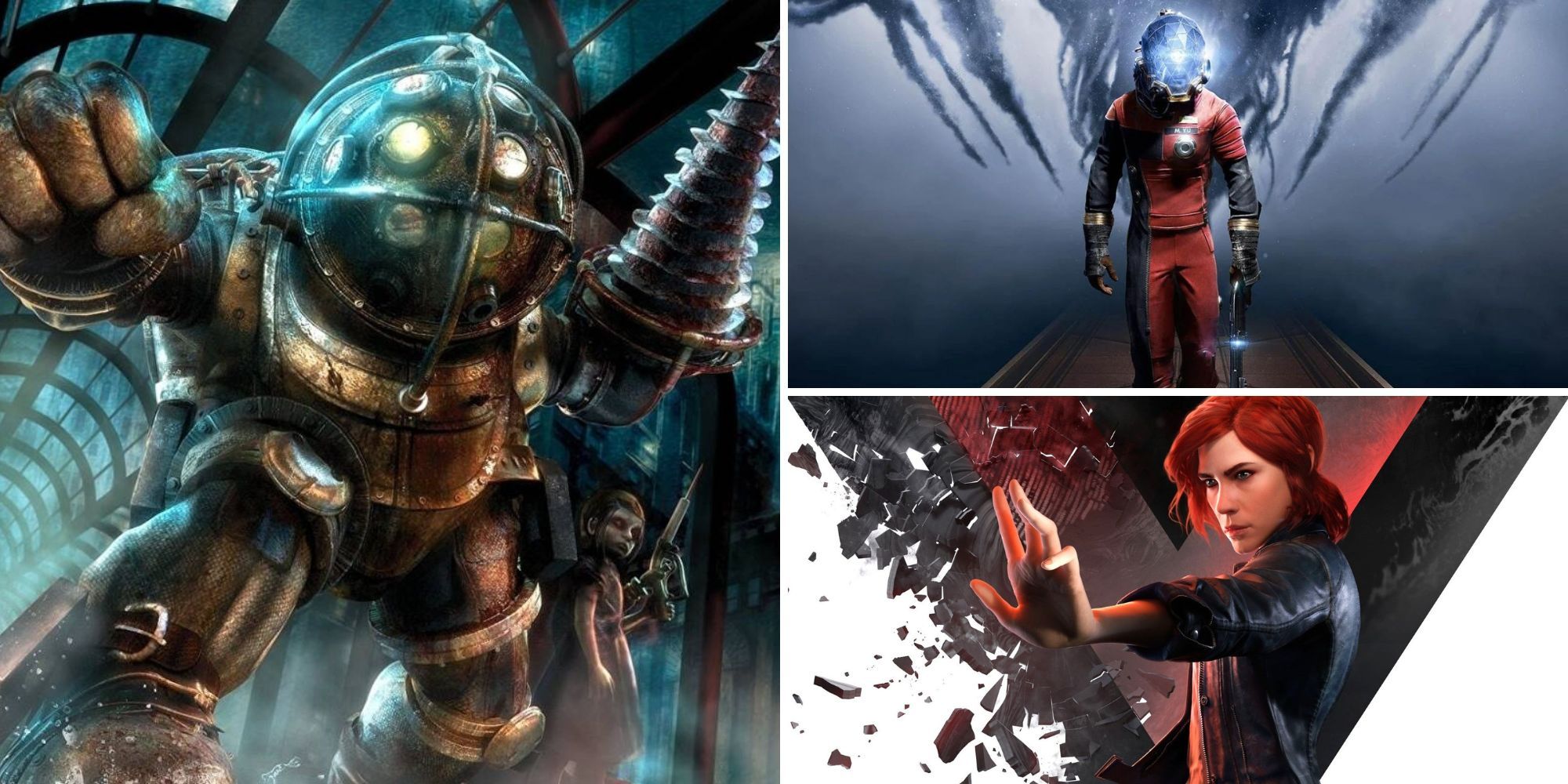 Collage of games similar to Dead Space (BioShock, Prey, Control)