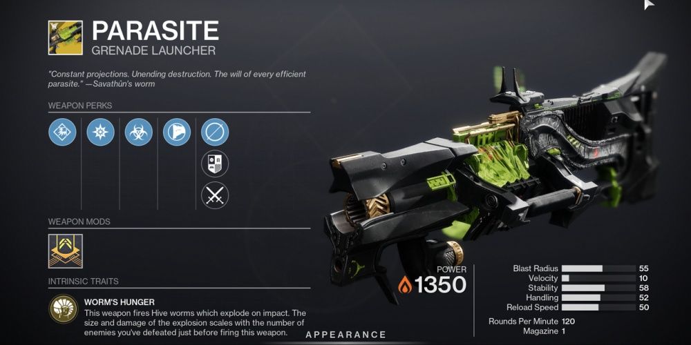 The Exotic Weapon Parasite From Destiny 2. 