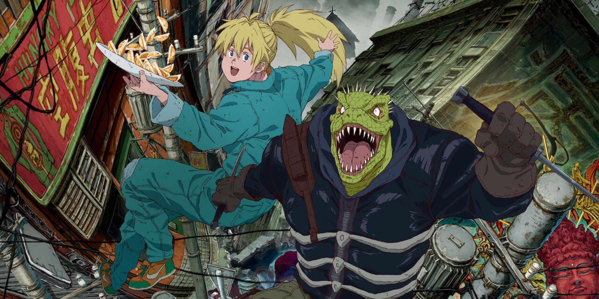 Dorohedoro Caiman and Nikaido make a stand and fight