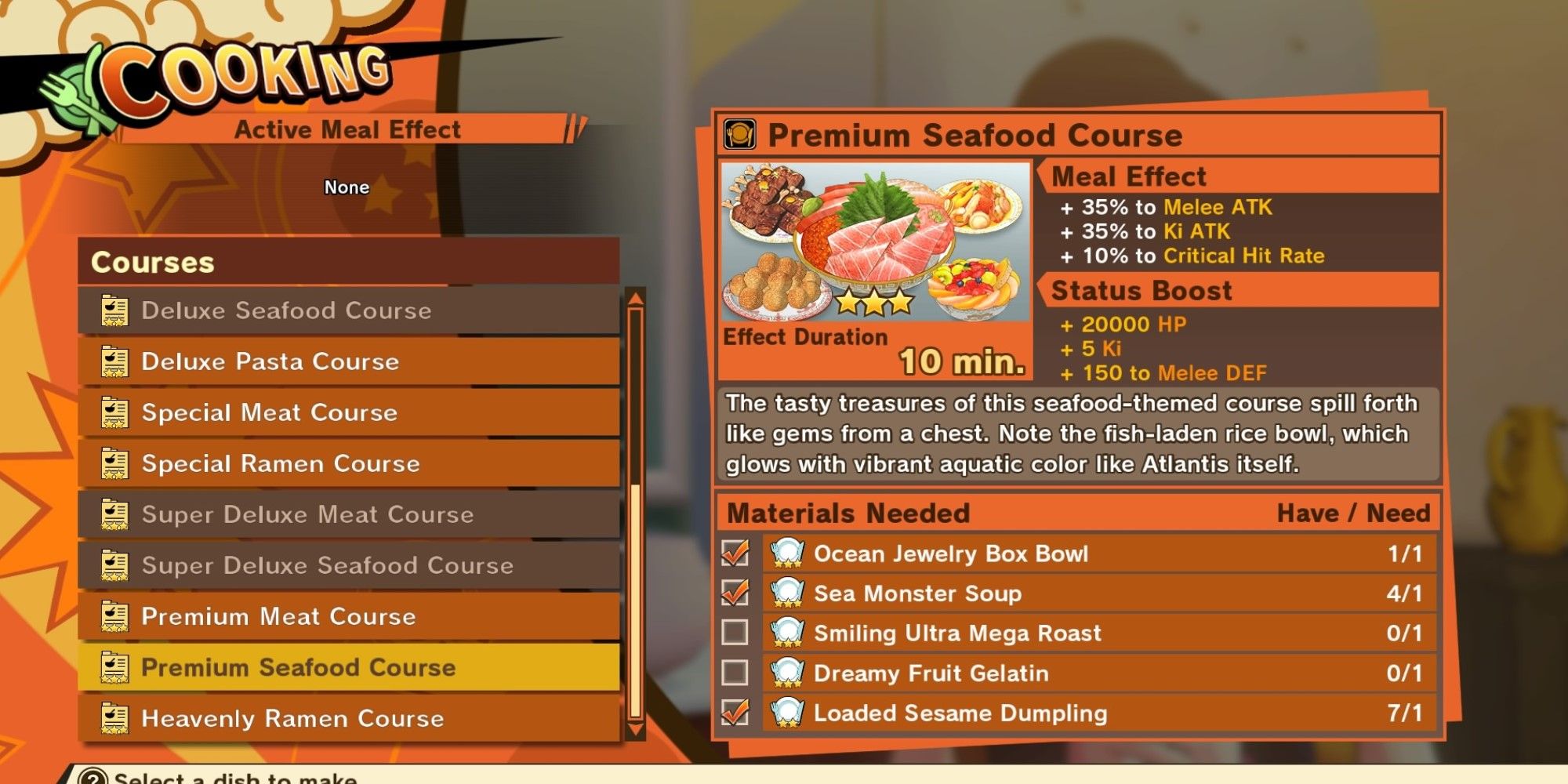 Dragon Ball Z Kakarot How To Make FullCourse Meals