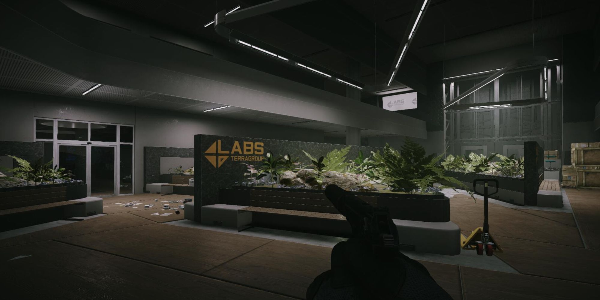 Escape From Tarkov The Lab Holding Silenced Pistol Sign Says Labs