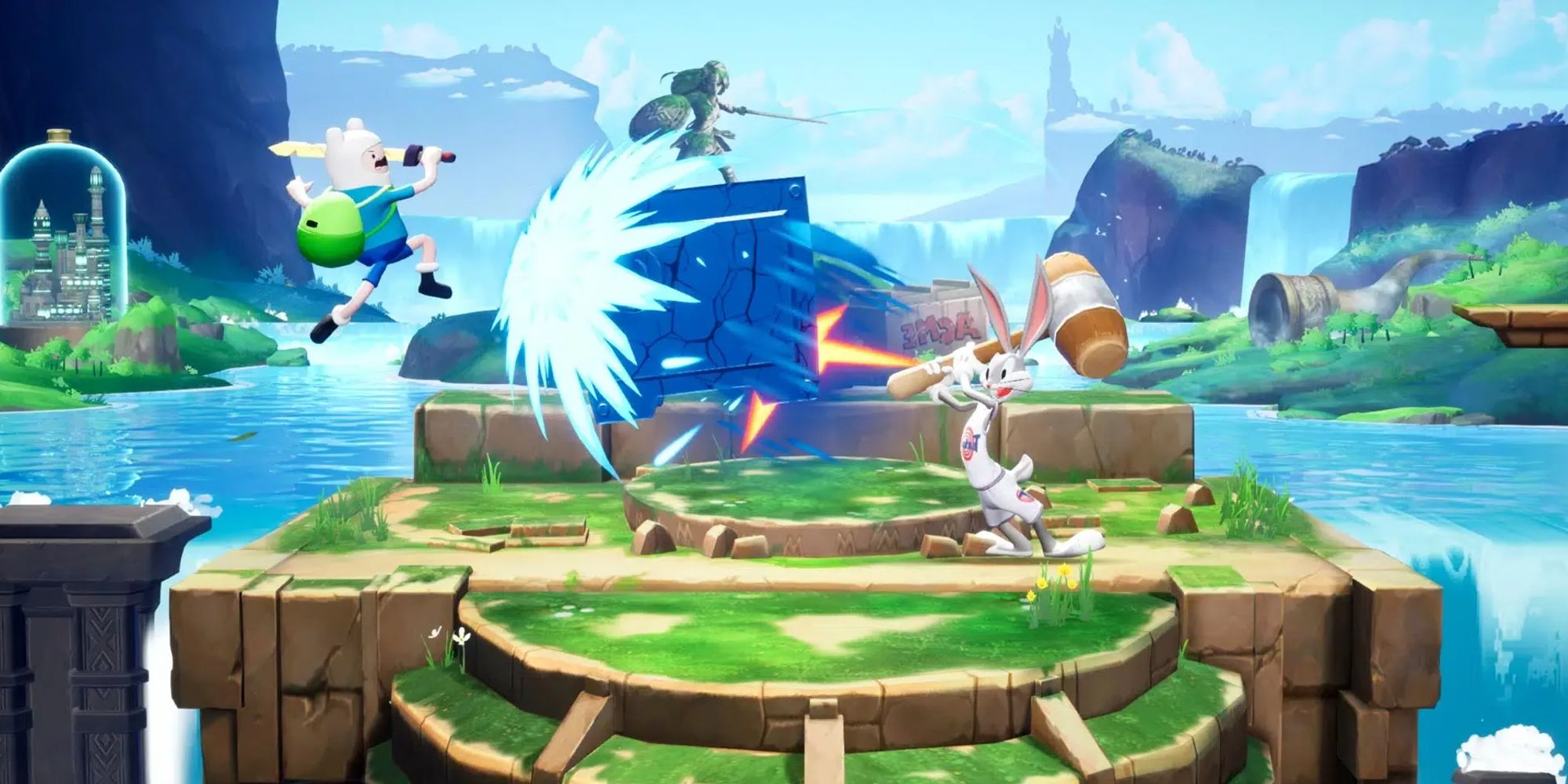 Finn The Human Fighting Bugs Bunny In Multiversus