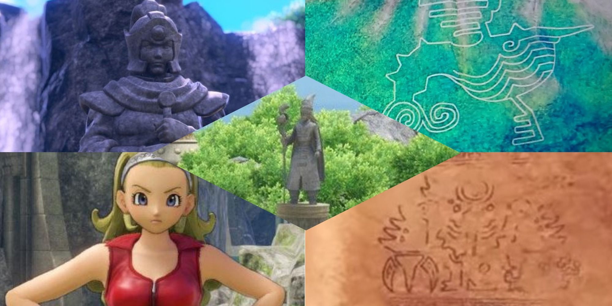 Dragon Quest XI 11 S secrets statue geoglyphs costume and staff