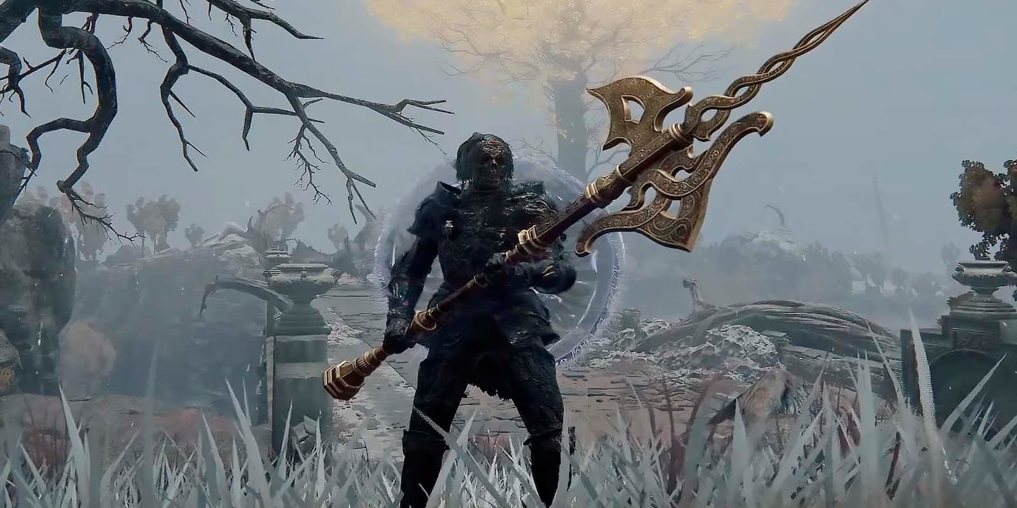 Player Holding The Golden Halberd Two-Handed
