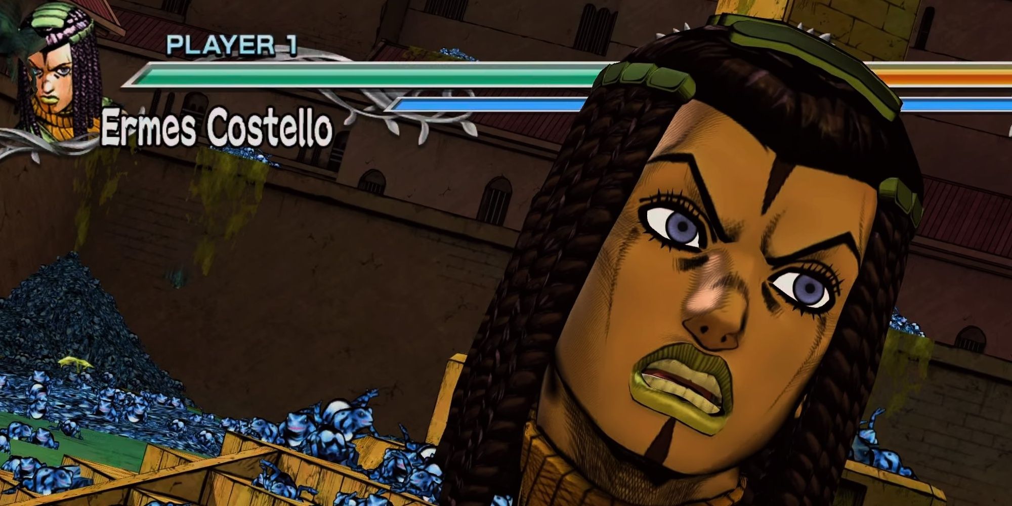 Ermes Costello taunts in JoJo's Bizarre Adventure All-Star Battle R