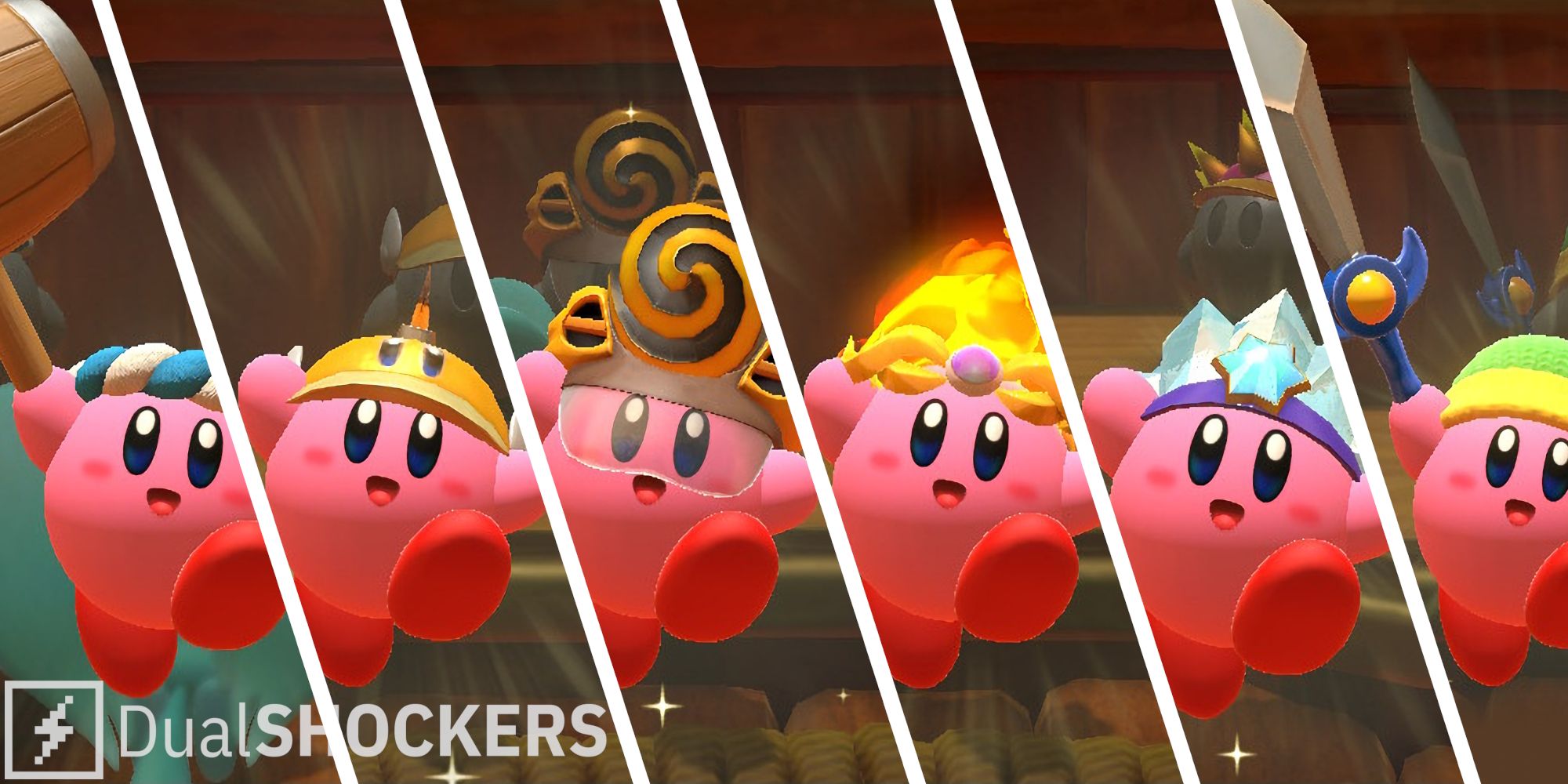 Kirby and the Forgotten Land Copy Abilities in Waddle Dee's Weapons Shop