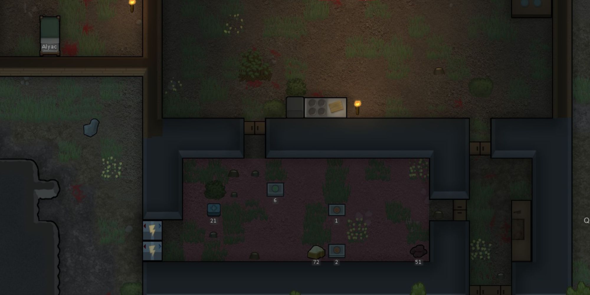 Kitchen set up in Rimworld