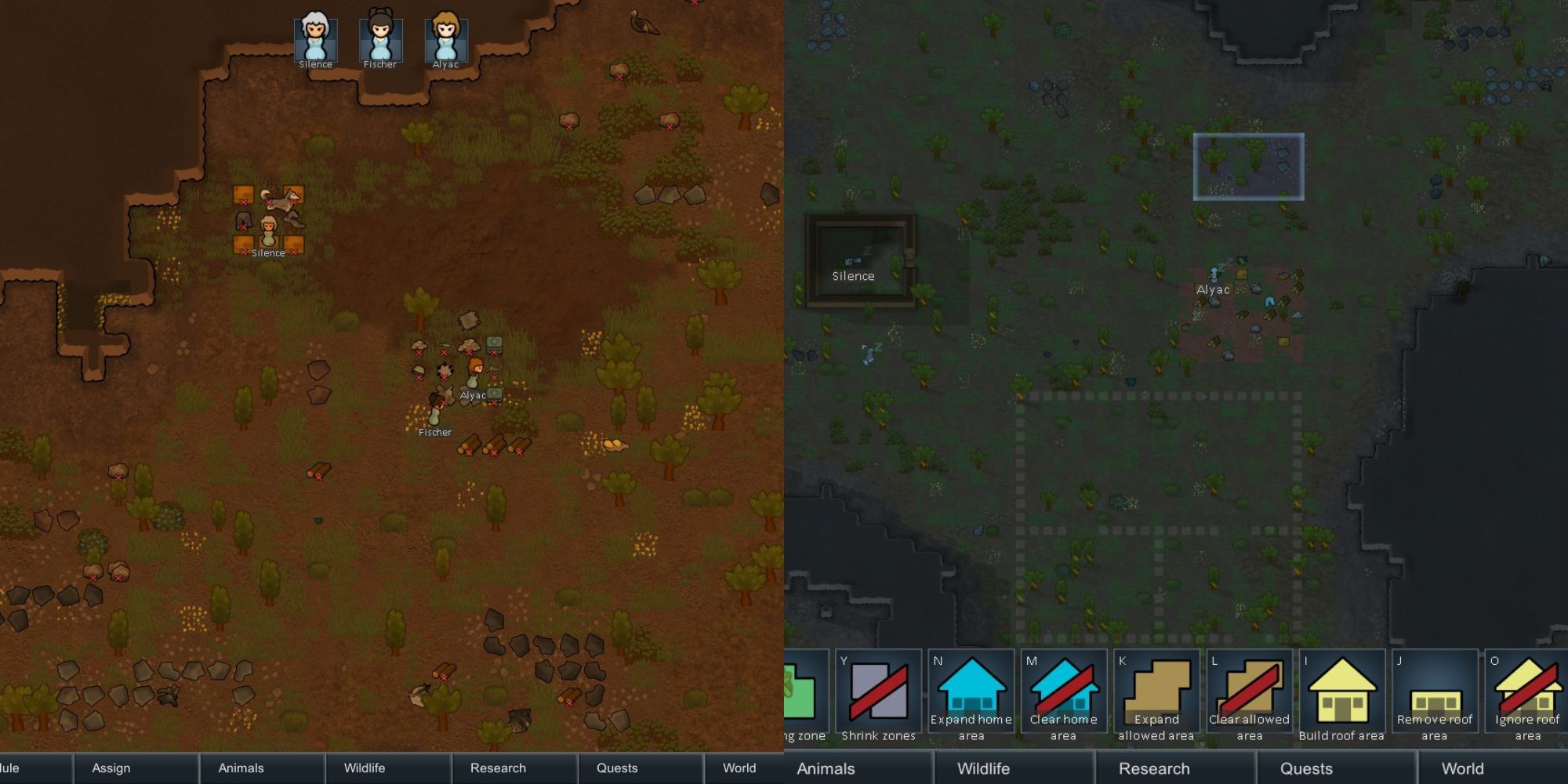 Landing at first in Rimworld