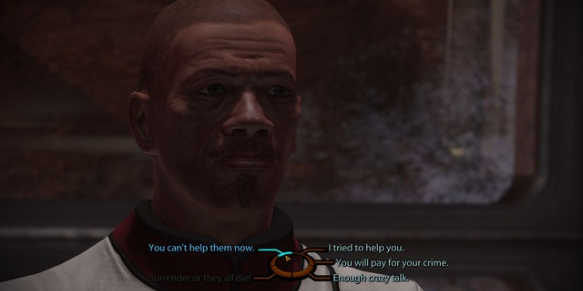 Bioware space RPG Mass Effect Shepard confronts Major Kyle and his cult in-game