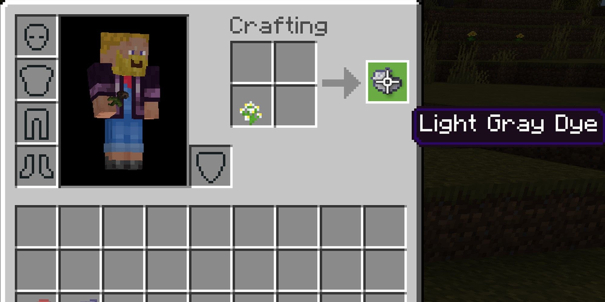 Minecraft How To Get Every Dye Color   Minecraft Crafting Light Gray Dye From An Azure Bluet 