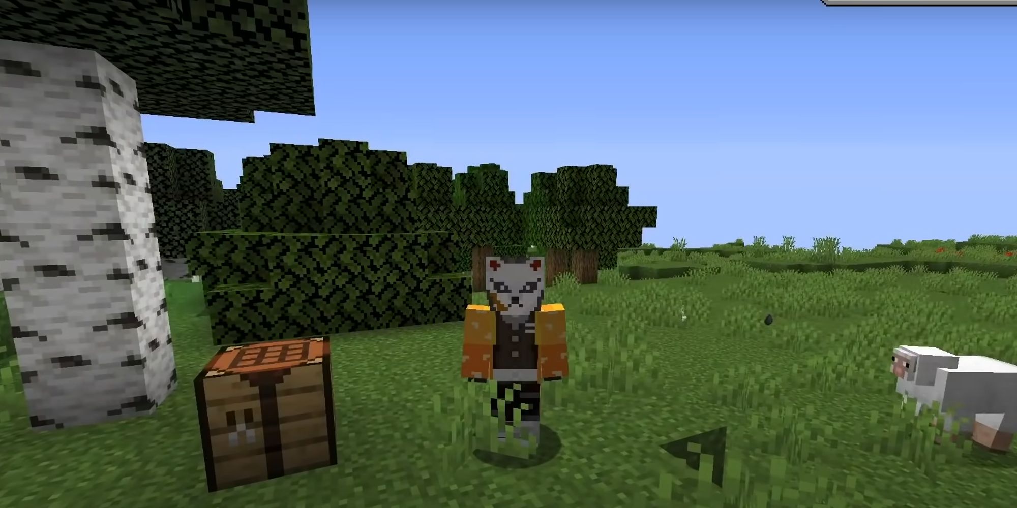 Minecraft Character In Demon Slayer Outfit Standing In Open Field