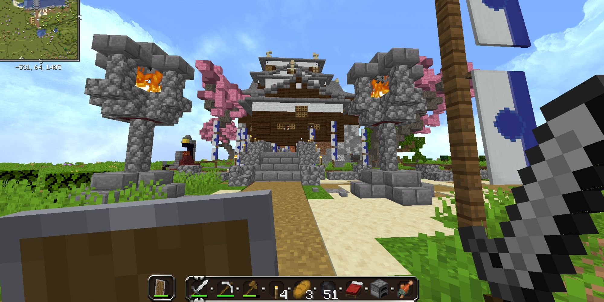 Minecraft Large Japanese Temple With Pathway Leading Up