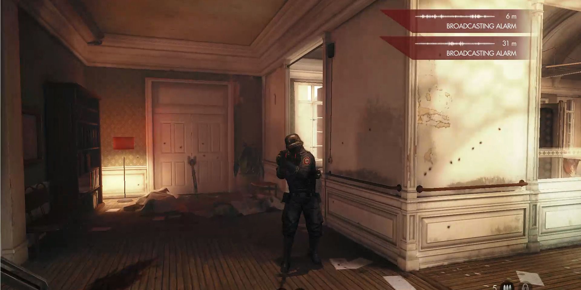 Image of an enemy soldier on the first floor of the Asylum in Wolfenstein: The New Order.