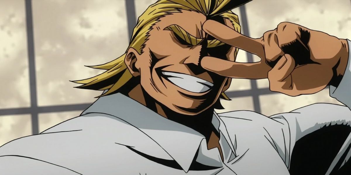 My Hero Academia All Might smiling and performing hand gesture