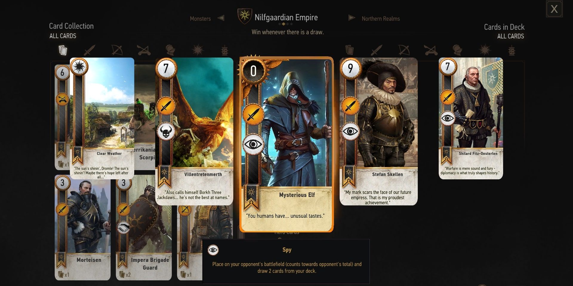 Mysterious Elf Gwent card in The Witcher 3