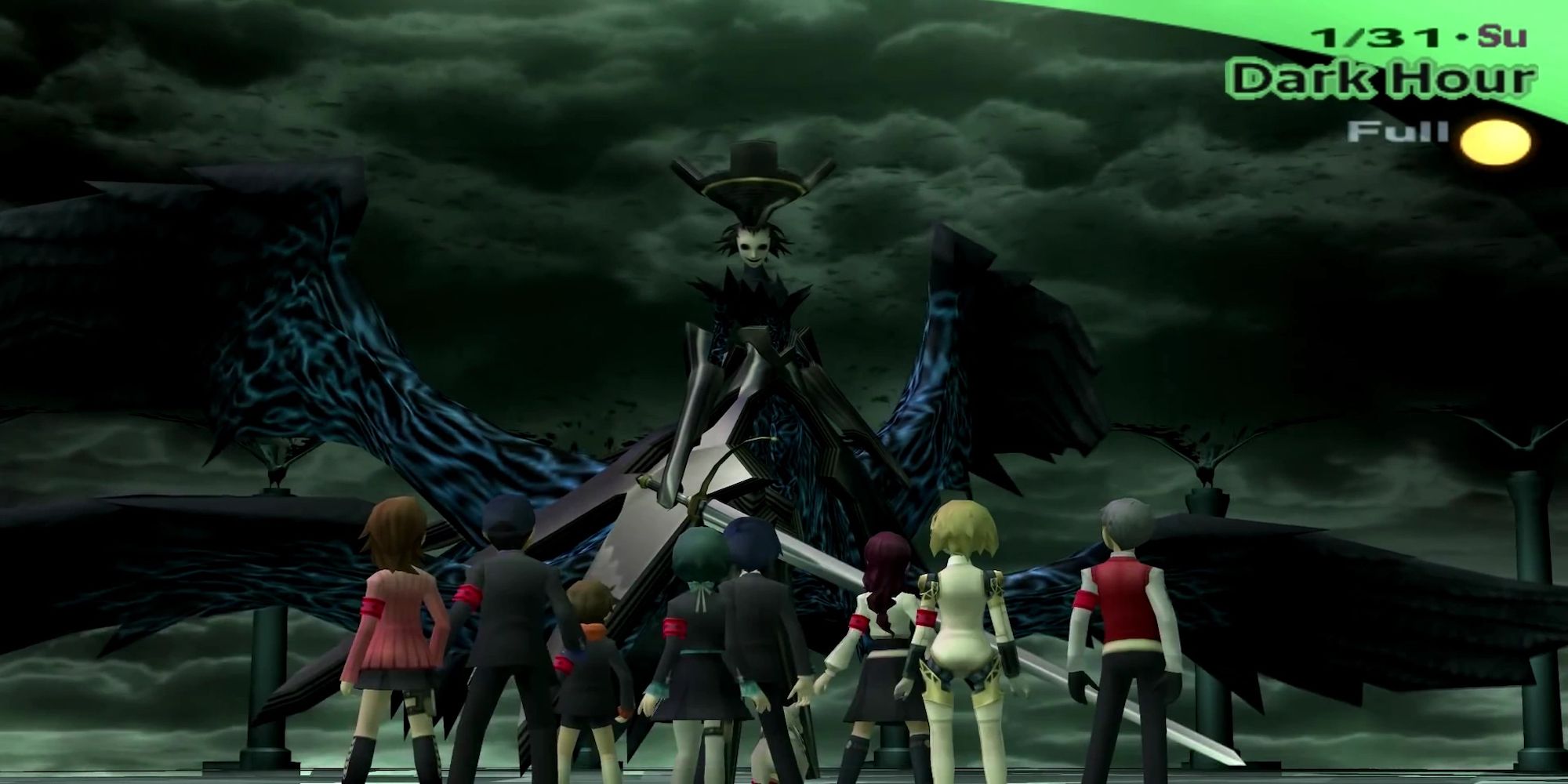 Nyx Avatar looming over the main characters (Persona 3)