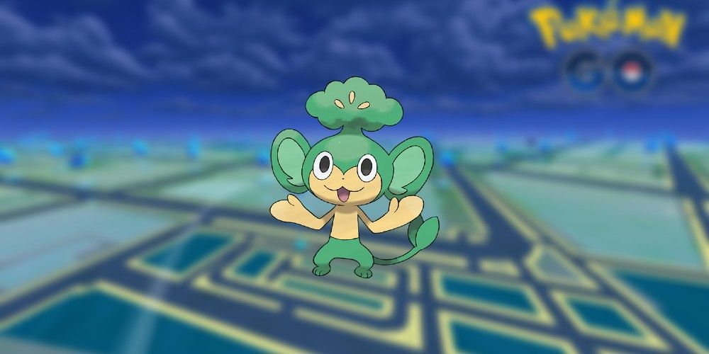 Pansage with a Pokemon Go background