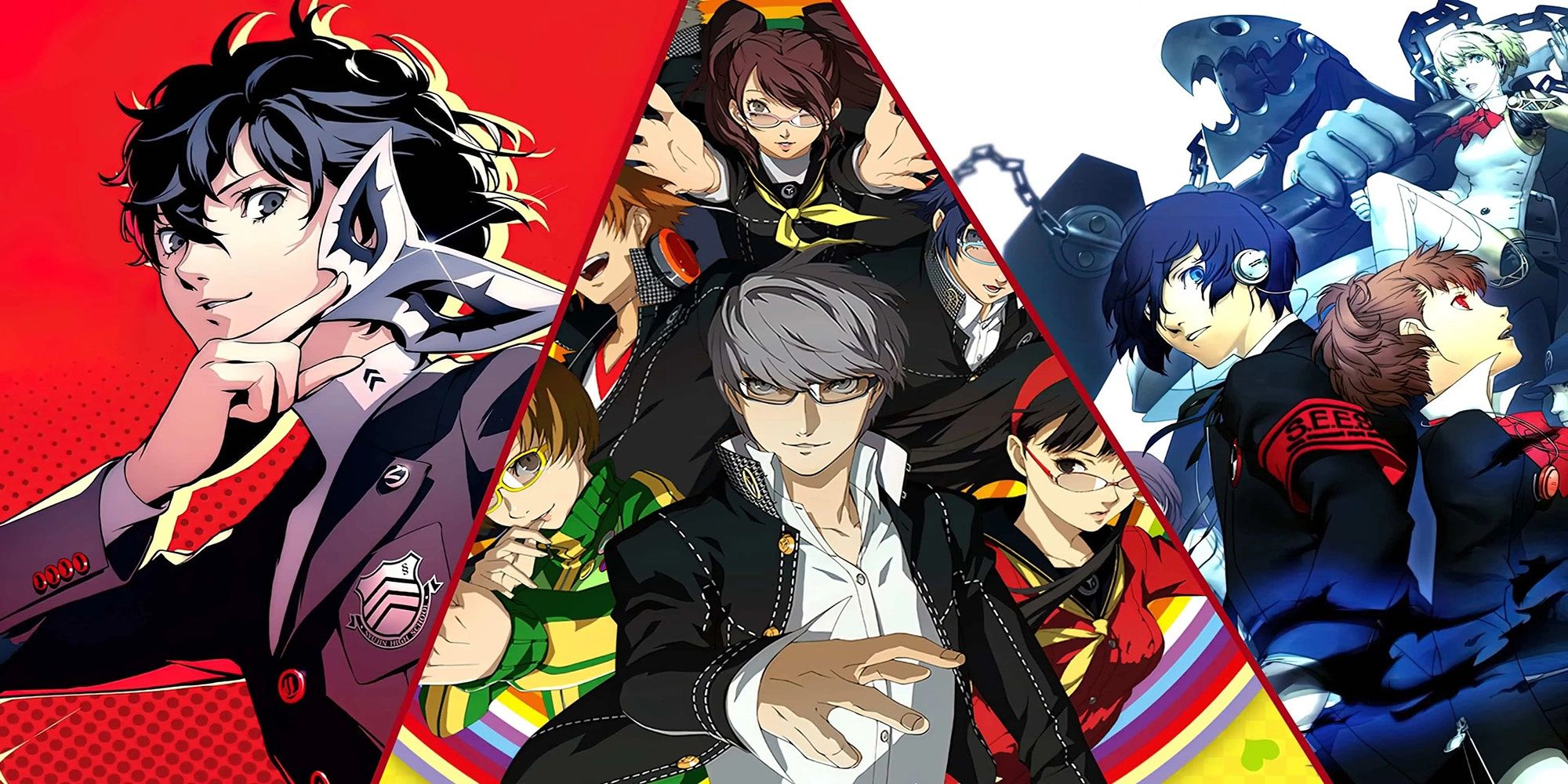 Key Art Of The Heroes From The Higly Acclaimed Games; Persona 3 Portable, Persona 4 Golden, And Persona 5 Royal