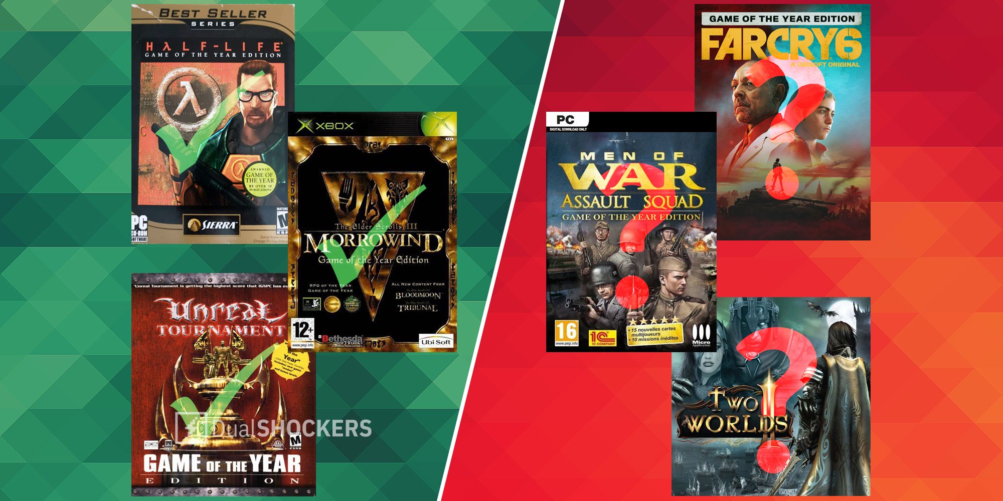 Game Of The Year Editions of Half-Life, The Elder Scrolls III Morrowind, Unreal Tournament, Men of War Assault Squad, Farcry 6, Two Worlds