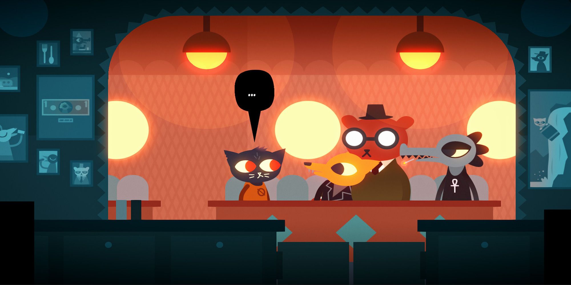 The main characters from Night in the Woods gathered around her