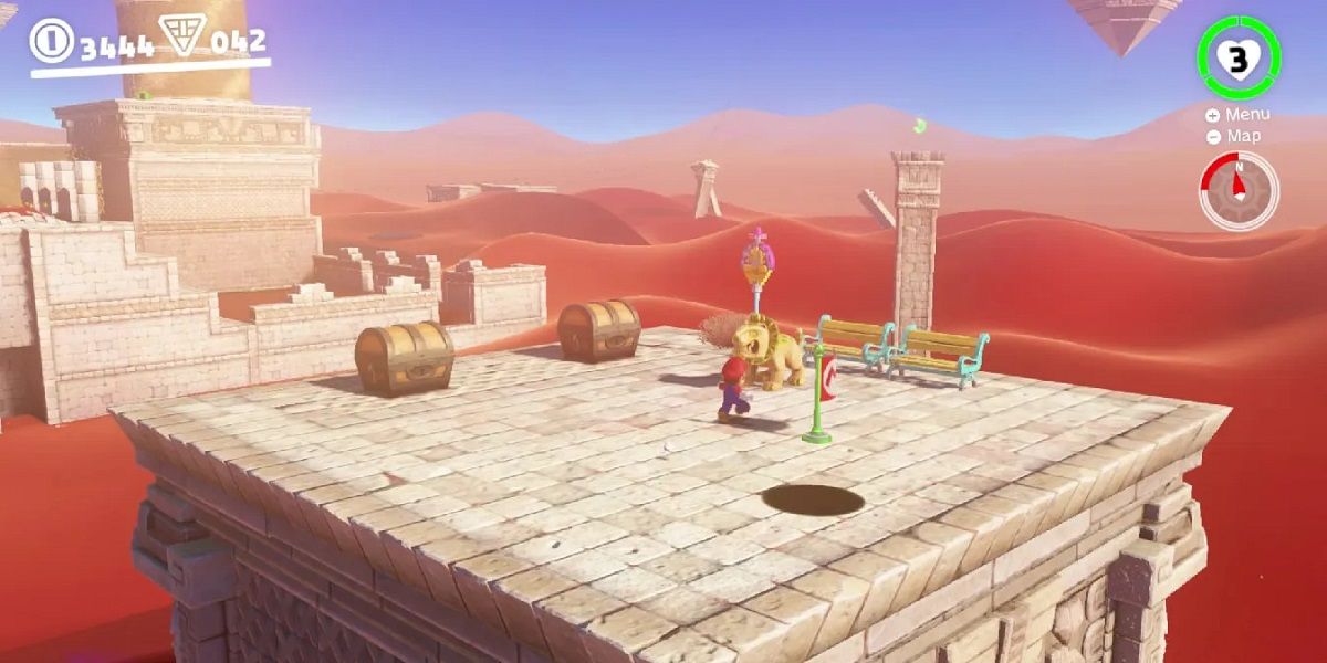Checkpoints in Super Mario Odyssey in the Sand Kingdom