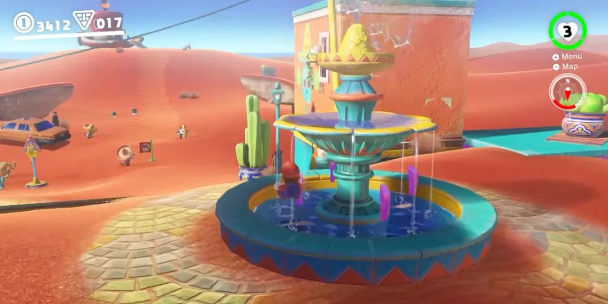 super mario odyssey sand kingdom mario fountain