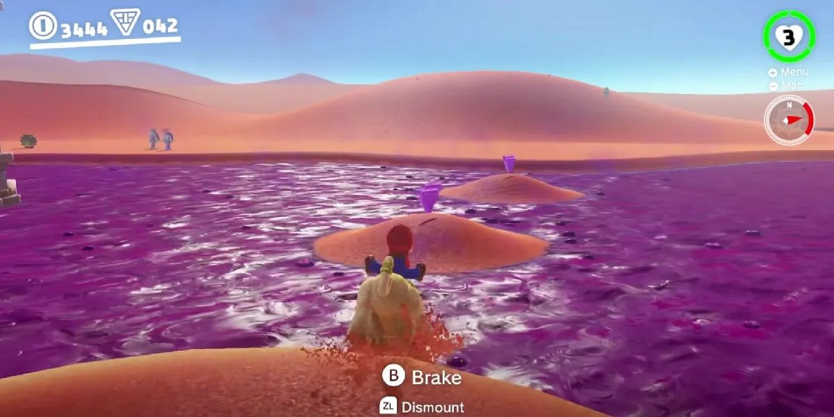 Super Mario Odyssey Sand Kingdom Mario Crosses the Poisonous Lake
