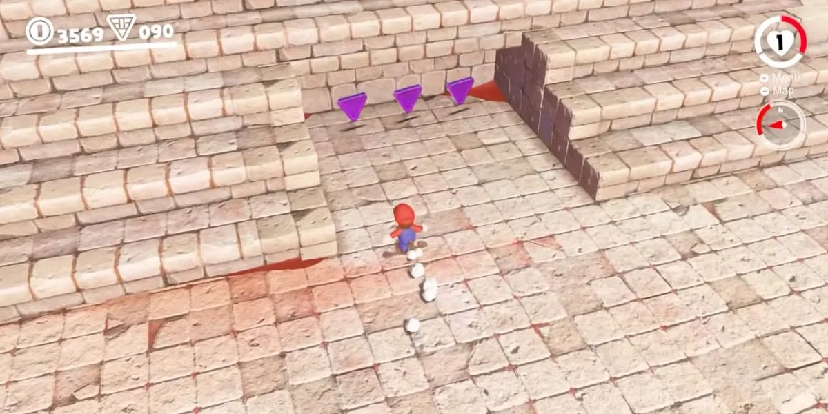 Super Mario Odyssey Sand Kingdom Mario climbs the stairs of the temple