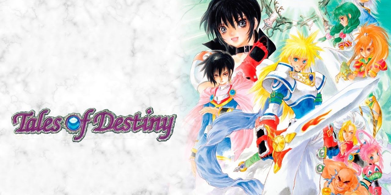 The Heroes of Tales of Destiny pose on the cover