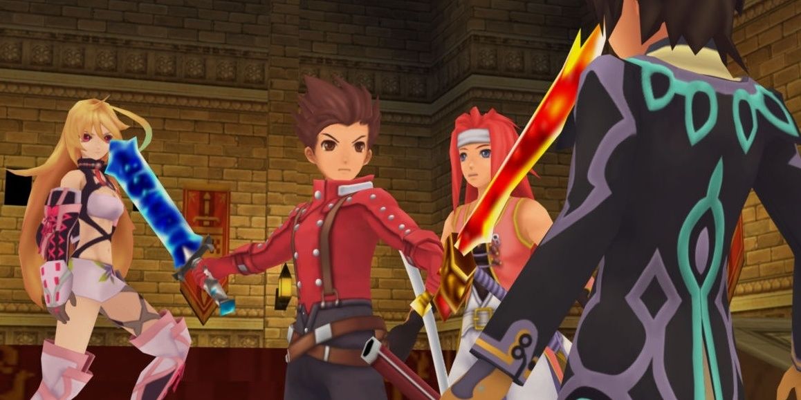Lloyd keeps Jude and Milla at bay with his material blades in Tales Of The Heroes - Twin Brave