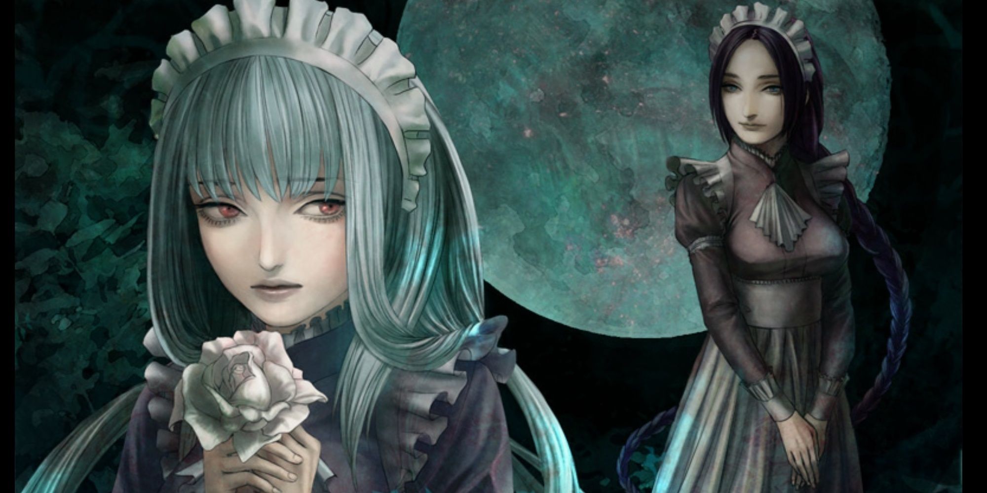 The Maid and Giselle from The House In Fata Morgana, conversing under the moonlight.