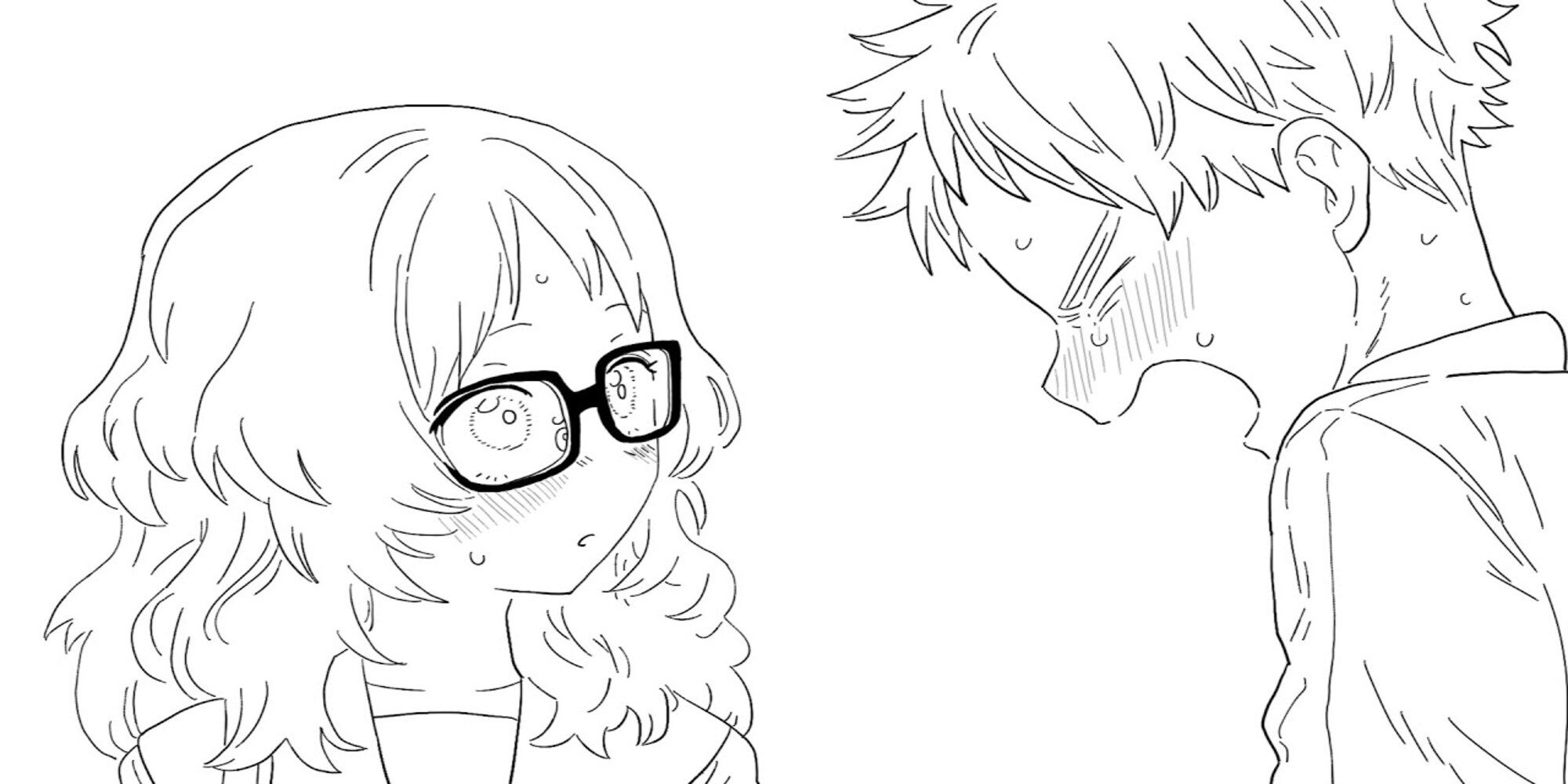 Mie and Komura in The Girl I Like Forgot Her Glasses manga.