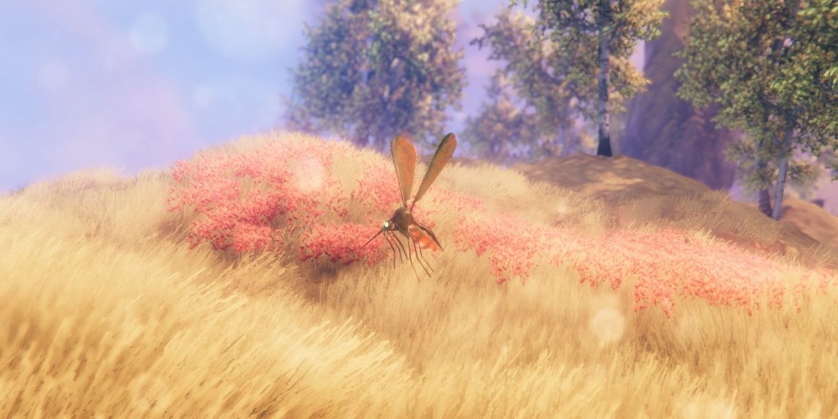 A Deathsquito hovering over the grass plains.