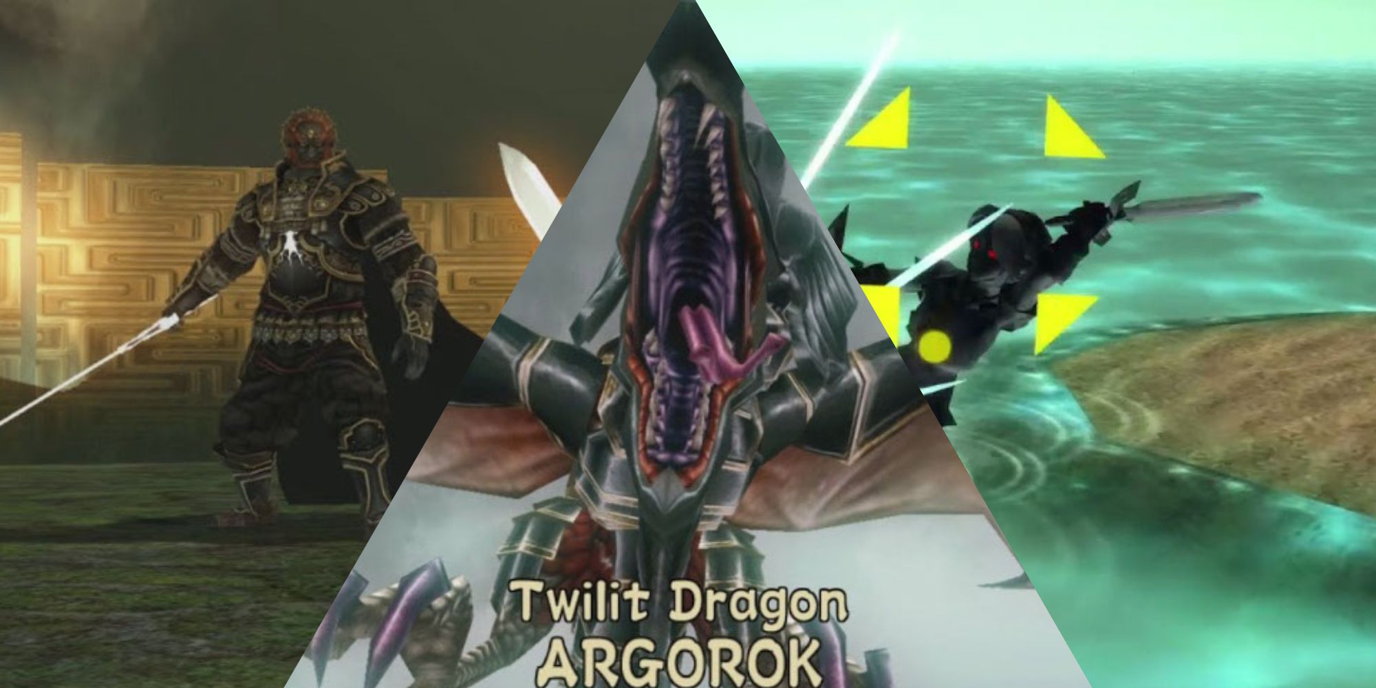 Ganondorf, Argorok the dragon, and Shadow Link