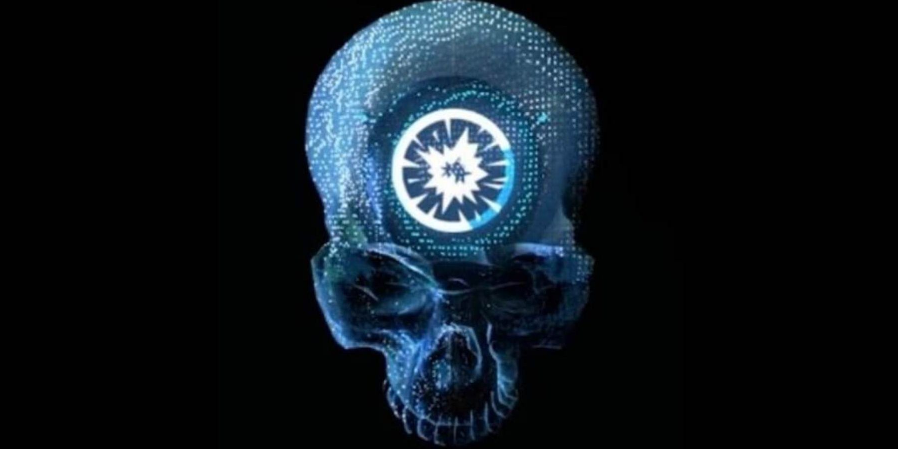 Boom Skull in Halo Infinite color with a unique symbol on its head. 
