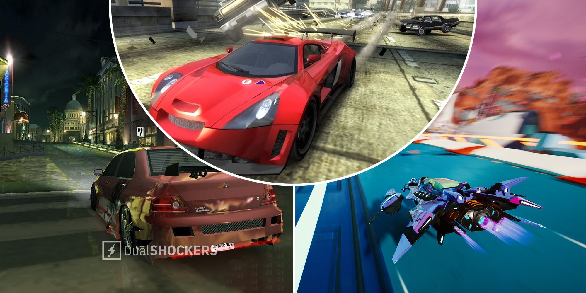 Need for Speed Underground 2, Burnout 3:Takedown, Redout 2 racing gameplay