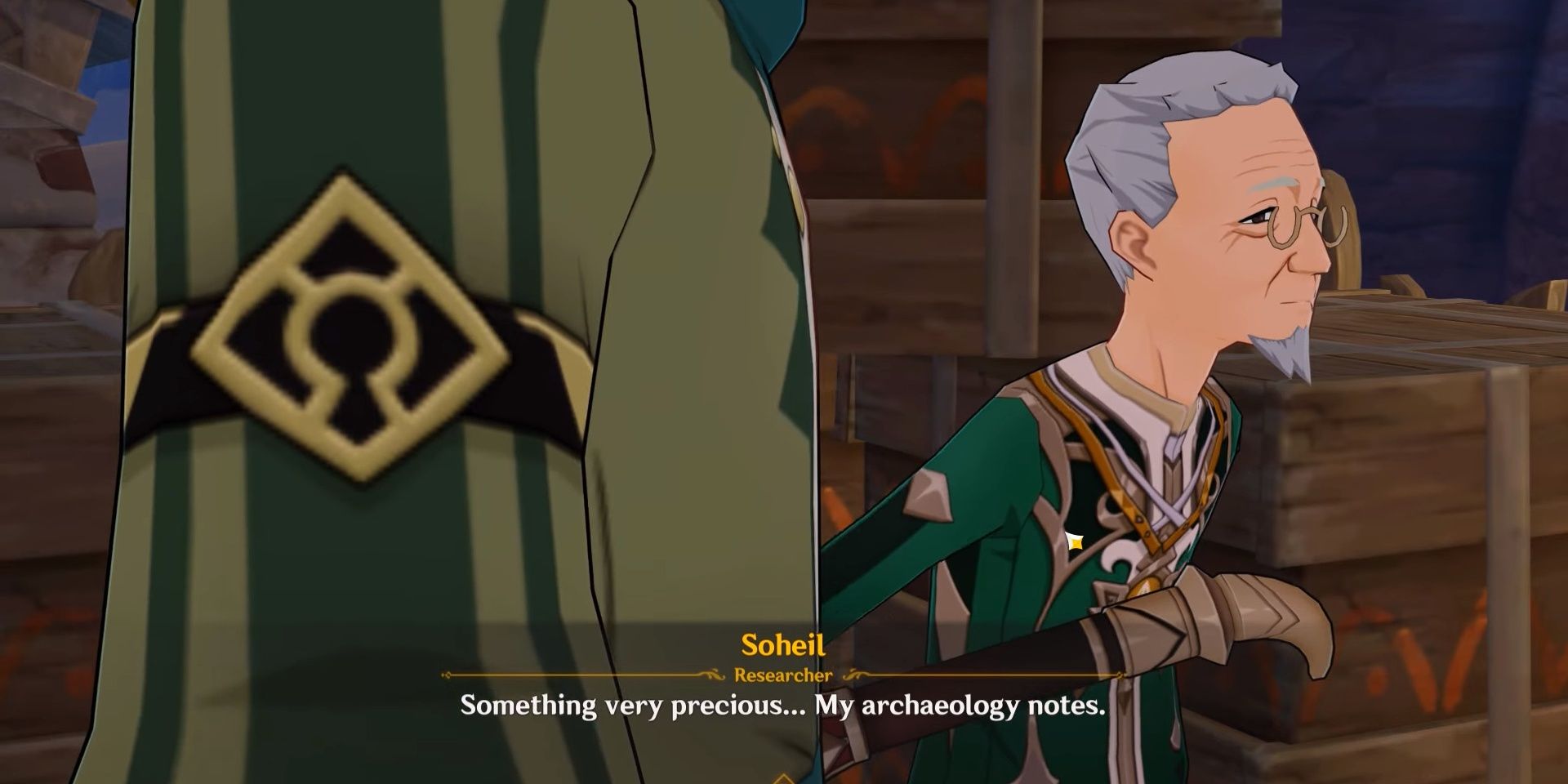 Image of Sohail's character in a cutscene of Sohel's Desire in Genshin Impact.
