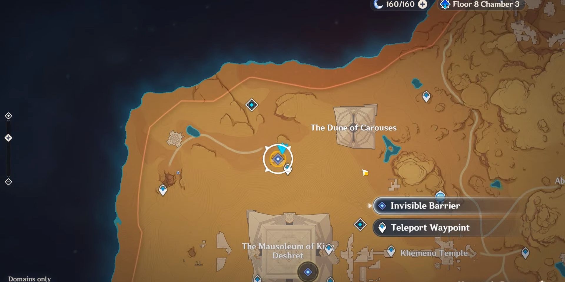 Image of the location on the map of the second transparent ruins in Genshin Impact.