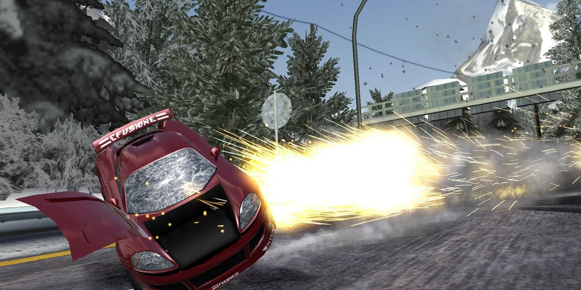 Burnout 3 Takedown PS2 Red car crashes in emergency train shutdown day