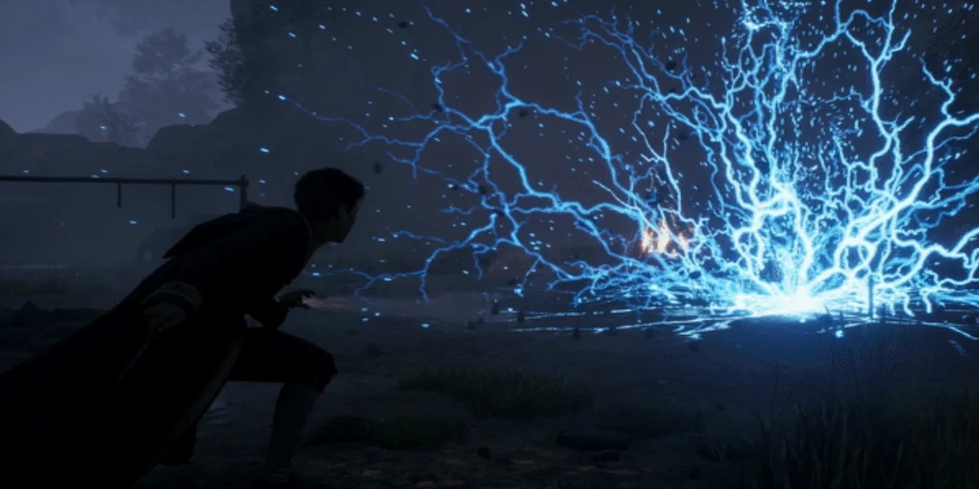 Player using ancient magic to cast lightning 