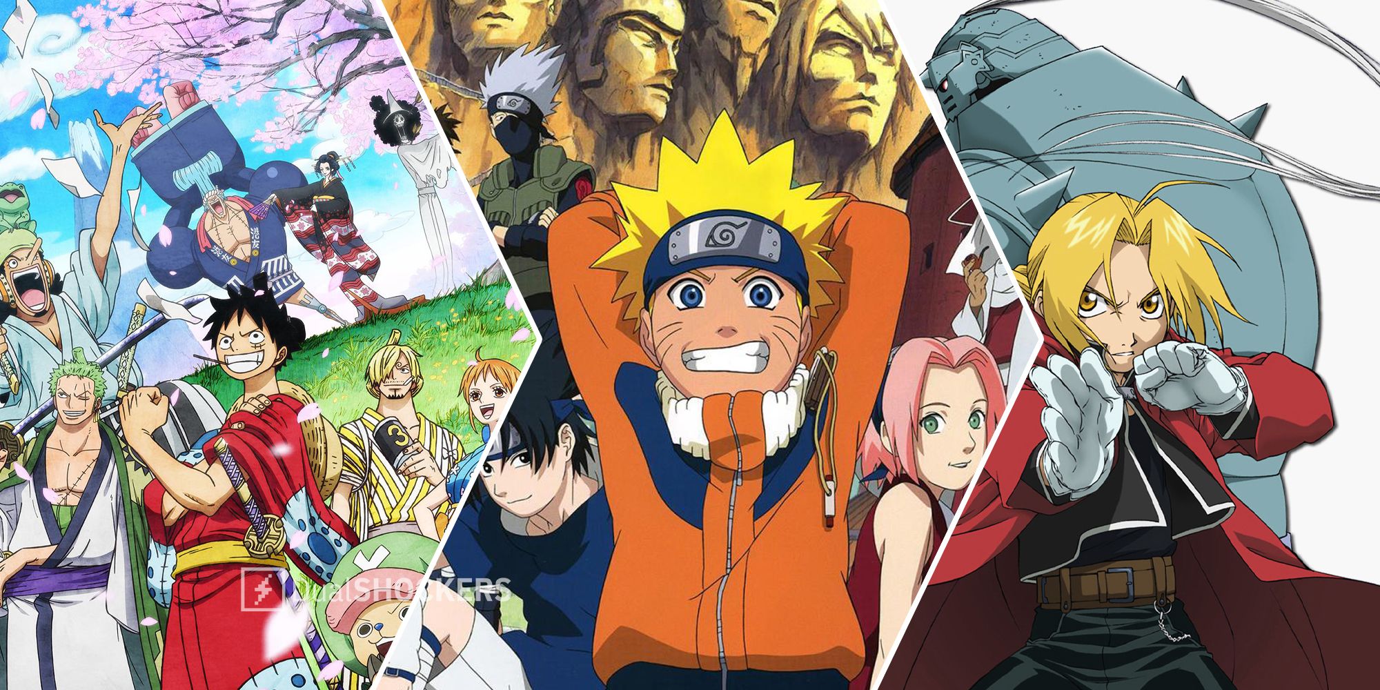 One Piece, Naruto, Full Metal Alchemist anime