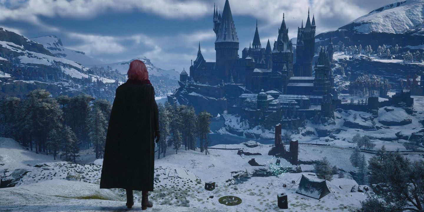 Players stares at Hogwarts castle in the distance