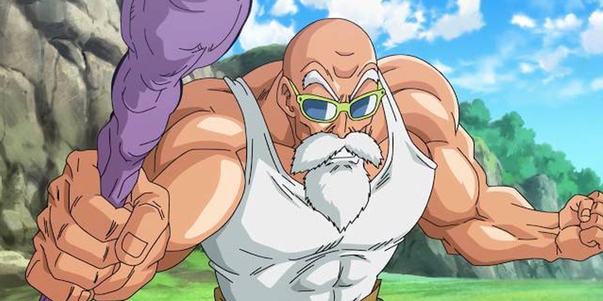 Dragon Ball Master Roshi standing ready to fight