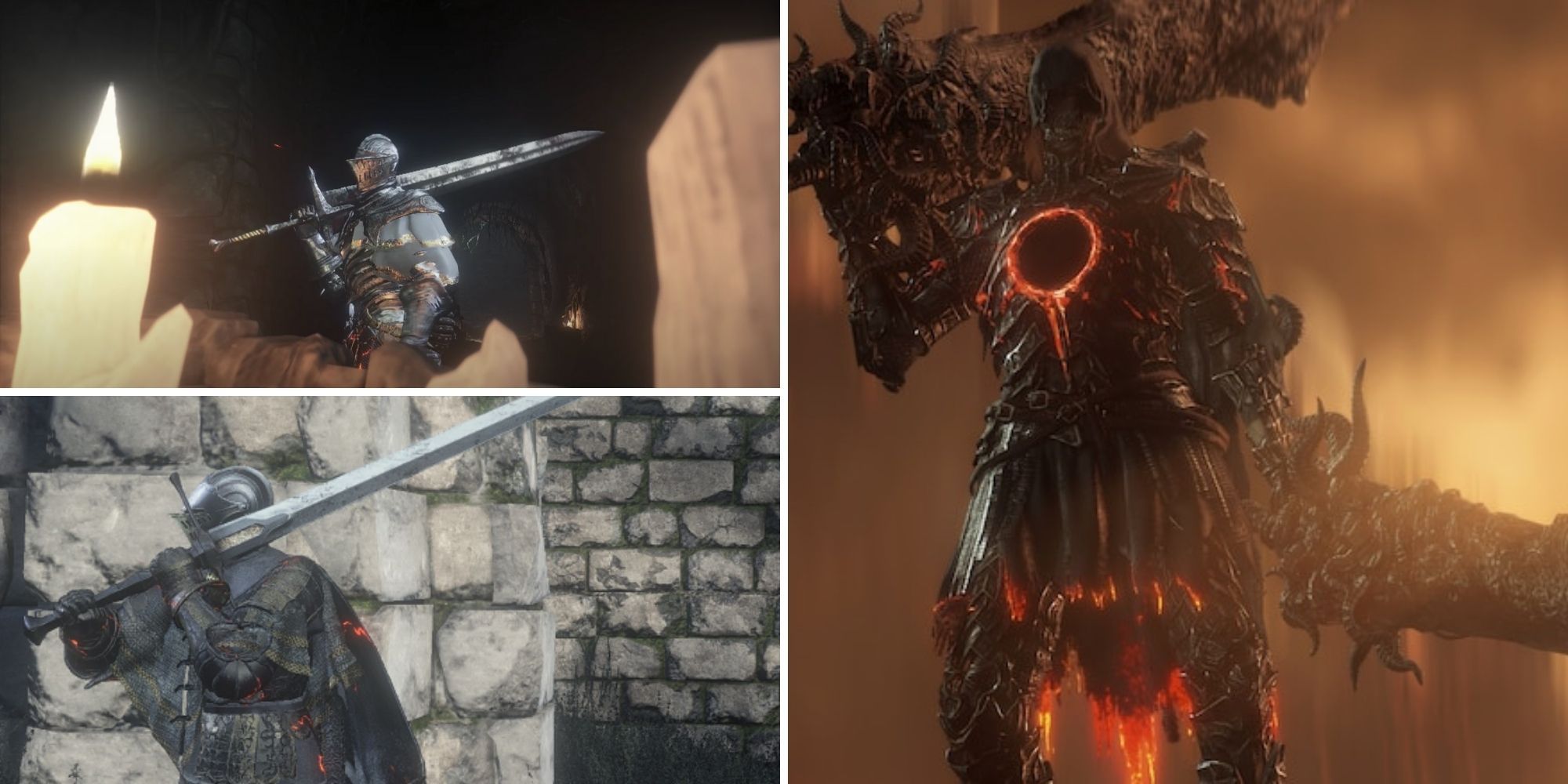 Collage of Dark Souls 3: Best Ultra Greatswords (Lothric Greatsword, Astora Greatsword, Ringed Knight Greatsword)